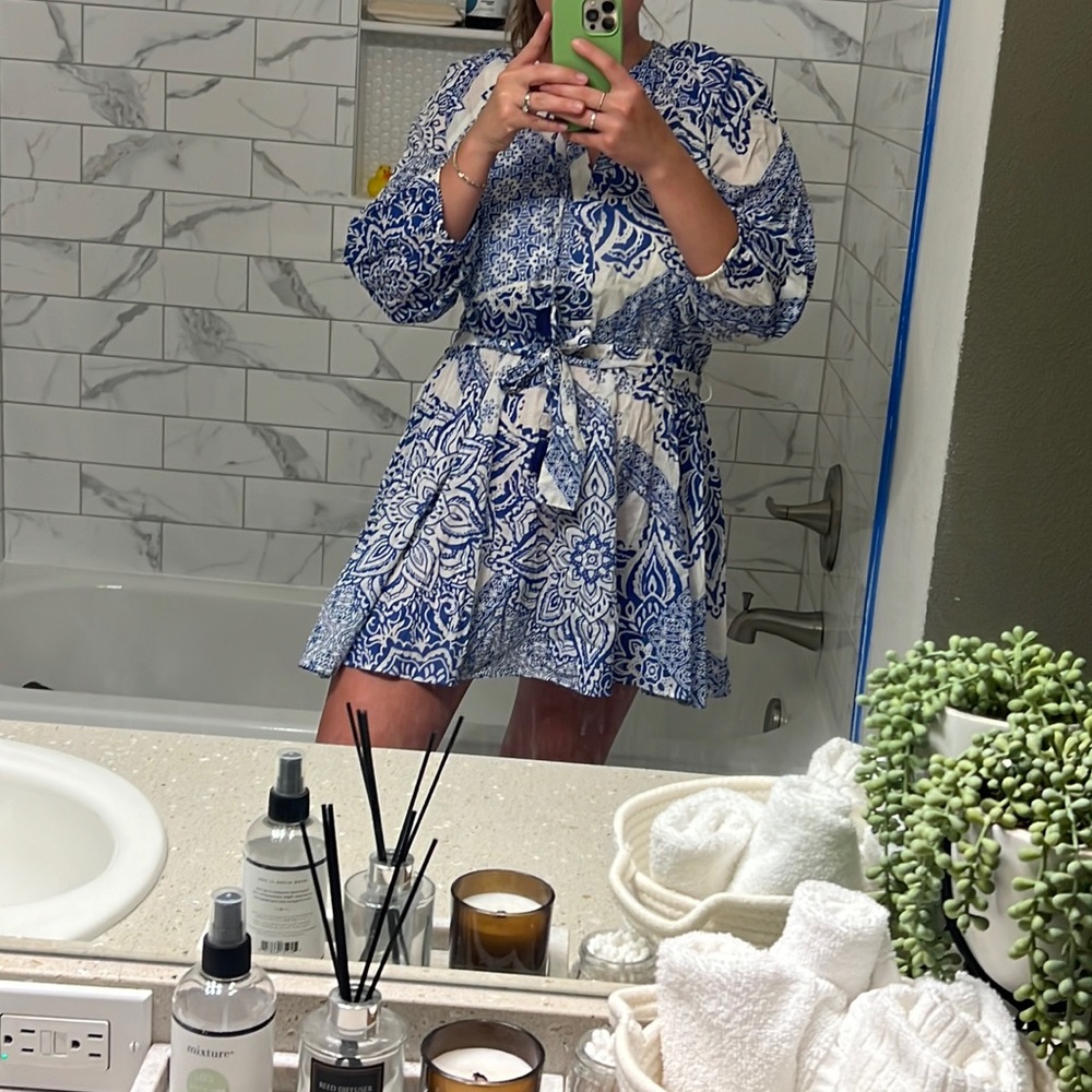 Zara belted printed dress XL